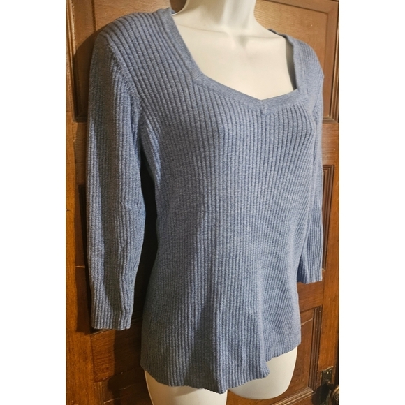 Liz & Co. Square Neck Ribbed Sweater - Picture 2 of 8